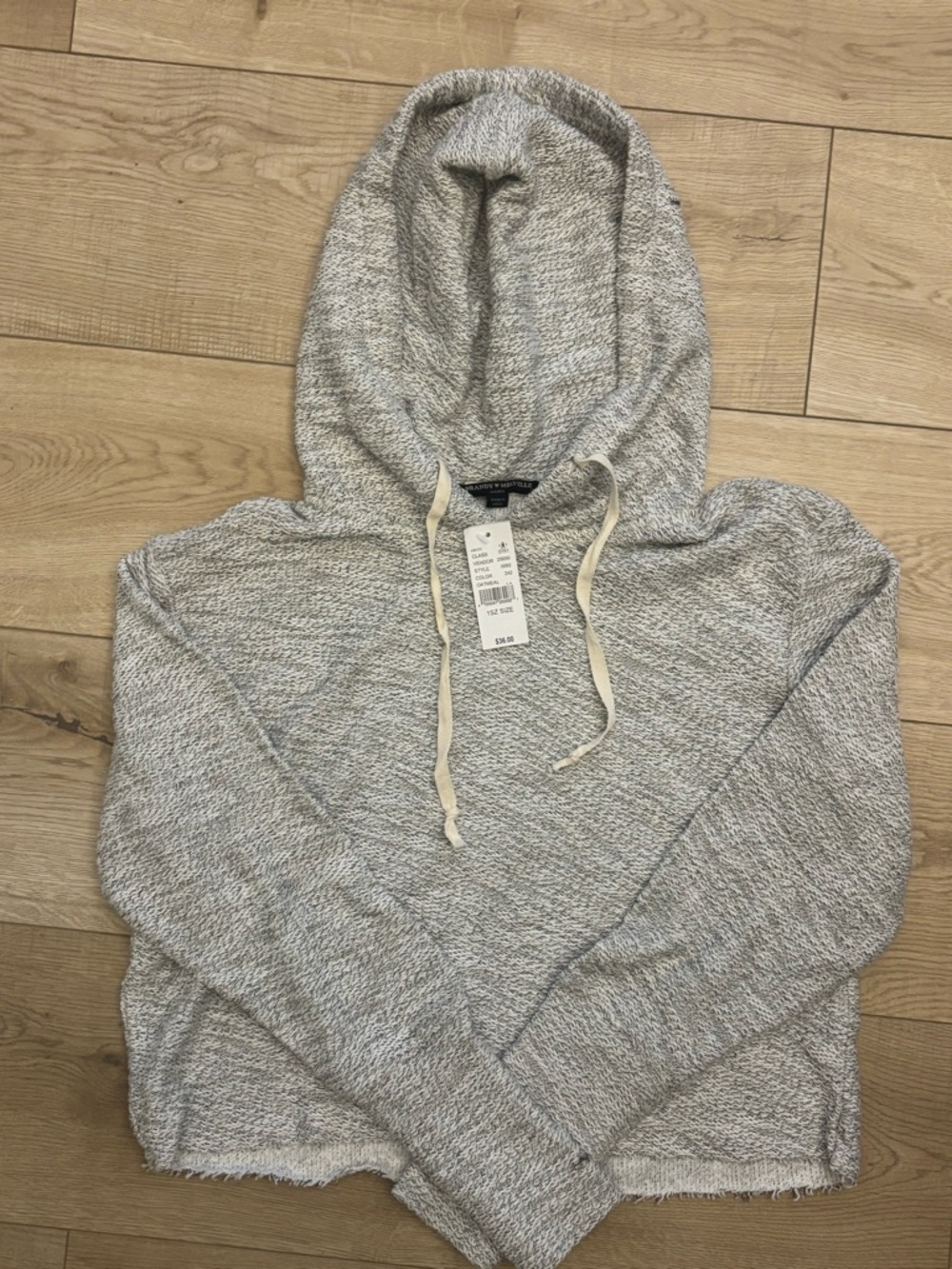 Brandy Melville Heather Gray Knit Cropped Hoodie Cut Off Shirt NWT - Picture 6 of 8